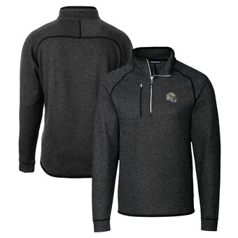 Men's New Orleans Saints  Cutter & Buck Charcoal Helmet Mainsail Sweater-Knit Half-Zip Pullover Jacket