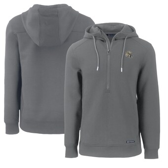 Men's New Orleans Saints Cutter & Buck Gray Helmet Roam Eco Half-Zip Recycled Pullover Hoodie