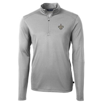 Men's New Orleans Saints Cutter & Buck Gray Virtue Eco Pique Recycled Quarter-Zip Pullover Jacket