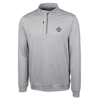 Men's New Orleans Saints Cutter & Buck Heather Gray Big & Tall Stealth Quarter-Zip Pullover Jacket