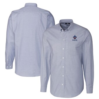 Men's New Orleans Saints Cutter & Buck Light Blue Big & Tall Stretch Oxford Long Sleeve Button-Down Shirt