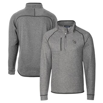 Men's New Orleans Saints  Cutter & Buck Silver Helmet Mainsail Sweater-Knit Half-Zip Pullover Jacket