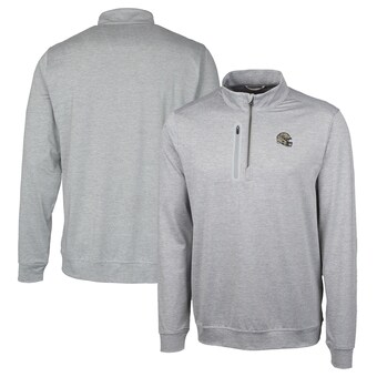 Men's New Orleans Saints  Cutter & Buck Silver Helmet Stealth Heathered Quarter-Zip Pullover Top