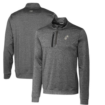 Men's New Orleans Saints Cutter & Buck Steel Stealth Heathered Big & Tall Throwback Logo Quarter-Zip Pullover Top