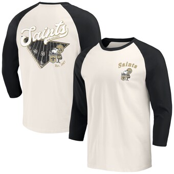 Men's New Orleans Saints Darius Rucker Collection by Fanatics Black/White Raglan 3/4 Sleeve T-Shirt