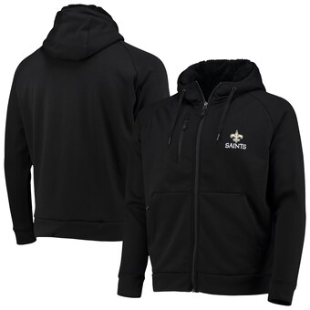 Men's New Orleans Saints Dunbrooke Black Shag Tri-Blend Full-Zip Raglan Hoodie