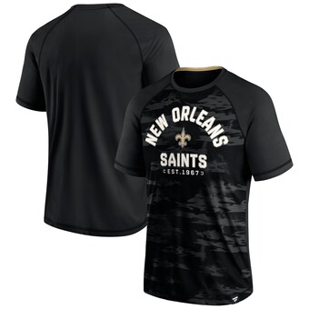 Men's New Orleans Saints Fanatics Black Hail Mary Raglan T-Shirt