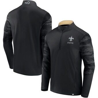 Men's New Orleans Saints Fanatics Black Ringer Quarter-Zip Jacket