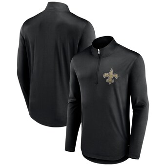 Men's New Orleans Saints Fanatics Black Tough Minded Quarter-Zip Top