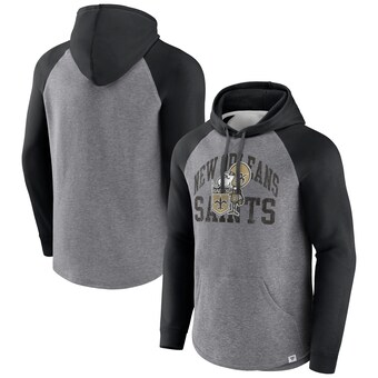 Men's New Orleans Saints Fanatics Heather Gray Favorite Arch Raglan Pullover Hoodie