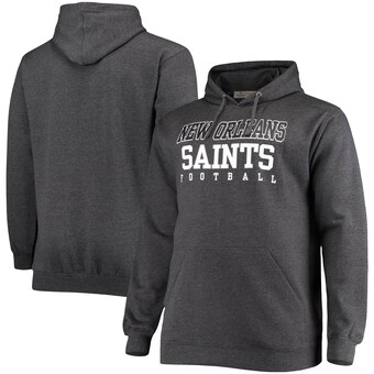 Men's New Orleans Saints Fanatics Heathered Charcoal Big & Tall Practice Pullover Hoodie