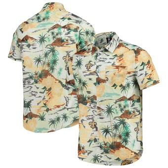 Men's New Orleans Saints FOCO Cream Paradise Floral Button-Up Shirt