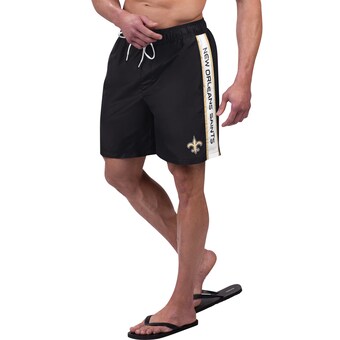 Men's New Orleans Saints G-III Sports by Carl Banks Black Streamline Volley Swim Shorts