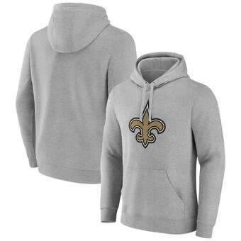 Men's New Orleans Saints Heather Gray Primary Team Logo Fitted Pullover Hoodie