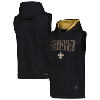 Men's New Orleans Saints MSX by Michael Strahan Black Marathon Sleeveless Pullover Hoodie