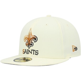 Men's New Orleans Saints New Era Cream Chrome Color Dim 59FIFTY Fitted Hat