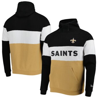 Men's New Orleans Saints New Era Gold/Black Colorblock Current Pullover Hoodie