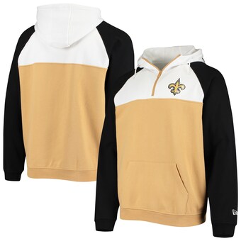 Men's New Era Gold/White New Orleans Saints Gametime Quarter-Zip Hoodie Jacket