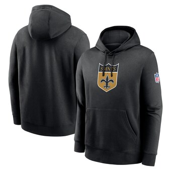 Men's New Orleans Saints  Nike Black 2023 Sideline Club Alternate Tri-Blend Pullover Hoodie