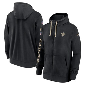 Men's New Orleans Saints Nike Black 2024 Sideline Club Full-Zip Hoodie