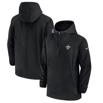 Men's New Orleans Saints Nike Black Sideline Half-Zip Hoodie