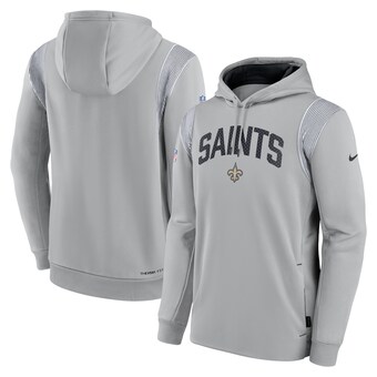 Men's New Orleans Saints Nike Gray Sideline Athletic Stack Performance Pullover Hoodie