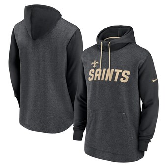 Men's New Orleans Saints Nike Heathered Charcoal/Black Surrey Legacy Pullover Hoodie