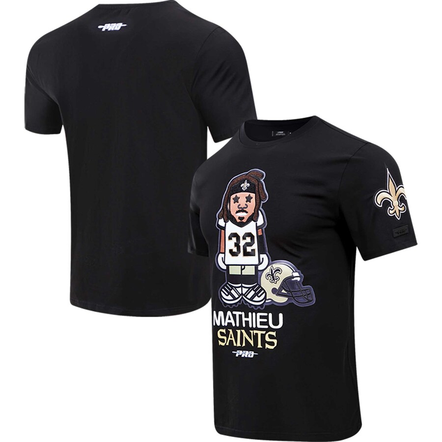 Men's Pro Standard Tyrann Mathieu Black New Orleans Saints Player Avatar Graphic T-Shirt