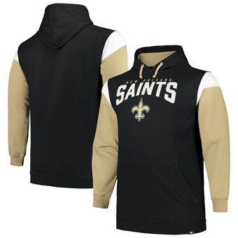 Men's New Orleans Saints Profile Black Big & Tall Trench Battle Pullover Hoodie