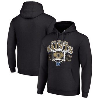 Men's New Orleans Saints Starter Black 80s Retro Pullover Hoodie