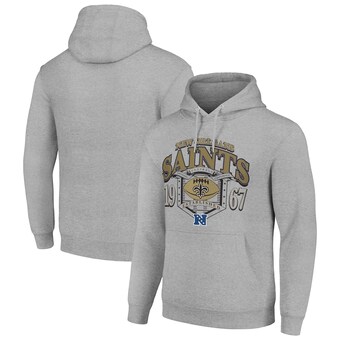 Men's New Orleans Saints Starter Heather Gray 80s Retro Pullover Hoodie