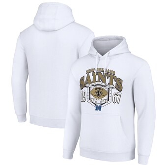 Men's New Orleans Saints Starter White 80s Retro Pullover Hoodie