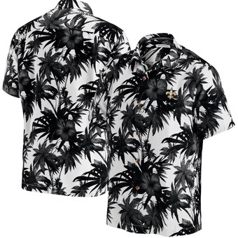 Men's New Orleans Saints Tommy Bahama Black Sport Harbor Island Hibiscus Camp Button-Up Shirt