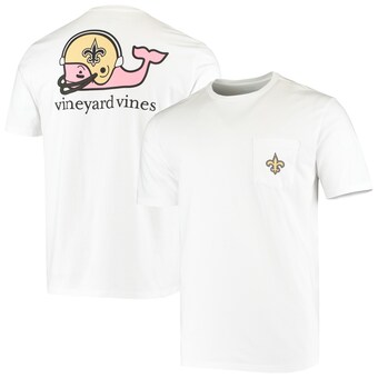 Men's New Orleans Saints Vineyard Vines White Team Whale Helmet T-Shirt