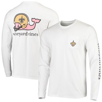 Men's New Orleans Saints Vineyard Vines White Whale Helmet Long Sleeve T-Shirt