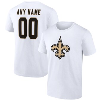 Men's New Orleans Saints White Team Authentic Logo Personalized Name & Number T-Shirt