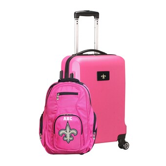 MOJO Pink New Orleans Saints Personalized Deluxe 2-Piece Backpack & Carry-On Set