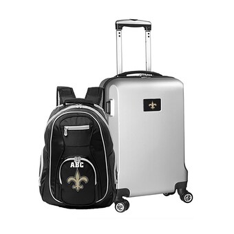 New Orleans Saints MOJO Silver Personalized Deluxe 2-Piece Backpack & Carry-On Set