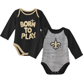Newborn & Infant New Orleans Saints Black/Heathered Gray Born To Win Two-Pack Long Sleeve Bodysuit Set