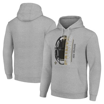 Unisex New Orleans Saints Starter Heather Gray Half Helmet Logo Pullover Hoodie