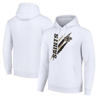 Unisex New Orleans Saints Starter White Color Scratch Fleece Pullover Hoodie