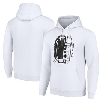 Unisex New Orleans Saints Starter White Half Helmet Logo Pullover Hoodie