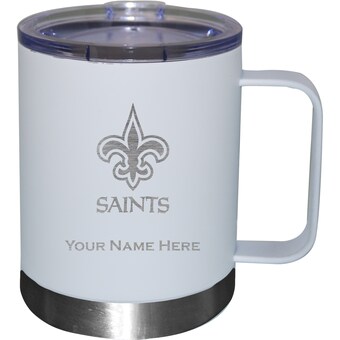 White New Orleans Saints 12oz. Personalized Stainless Steel Lowball with Handle