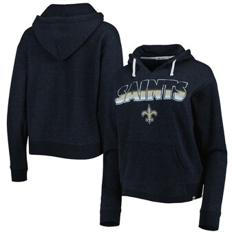 Women's New Orleans Saints '47 Black Color Rise Kennedy Notch Neck Pullover Hoodie