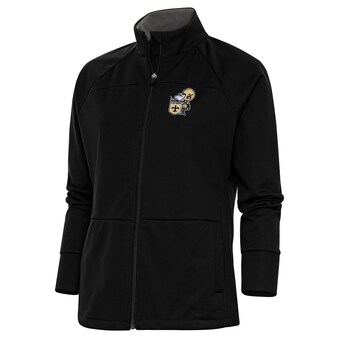 Women's Antigua Black New Orleans Saints Throwback Logo Links Full-Zip Golf Jacket