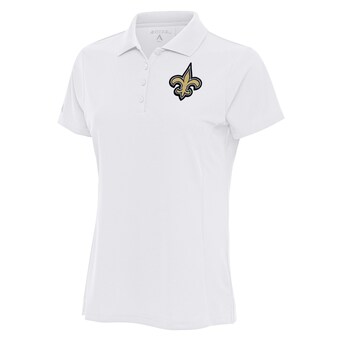 Women's Antigua White New Orleans Saints Team Logo Legacy Pique Polo