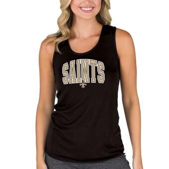 Women's New Orleans Saints  Concepts Sport Black Marathon Racer Back Tank Top