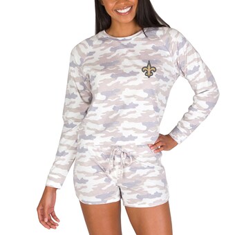 Women's Concepts Sport Camo New Orleans Saints Encounter Long Sleeve Top & Short Set