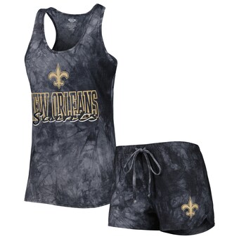 Women's Concepts Sport Charcoal New Orleans Saints Billboard Scoop Neck Racerback Tank and Shorts Sleep Set