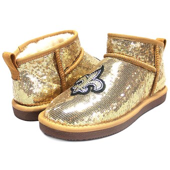 Women's New Orleans Saints Cuce Gold Sequin Ankle Boots